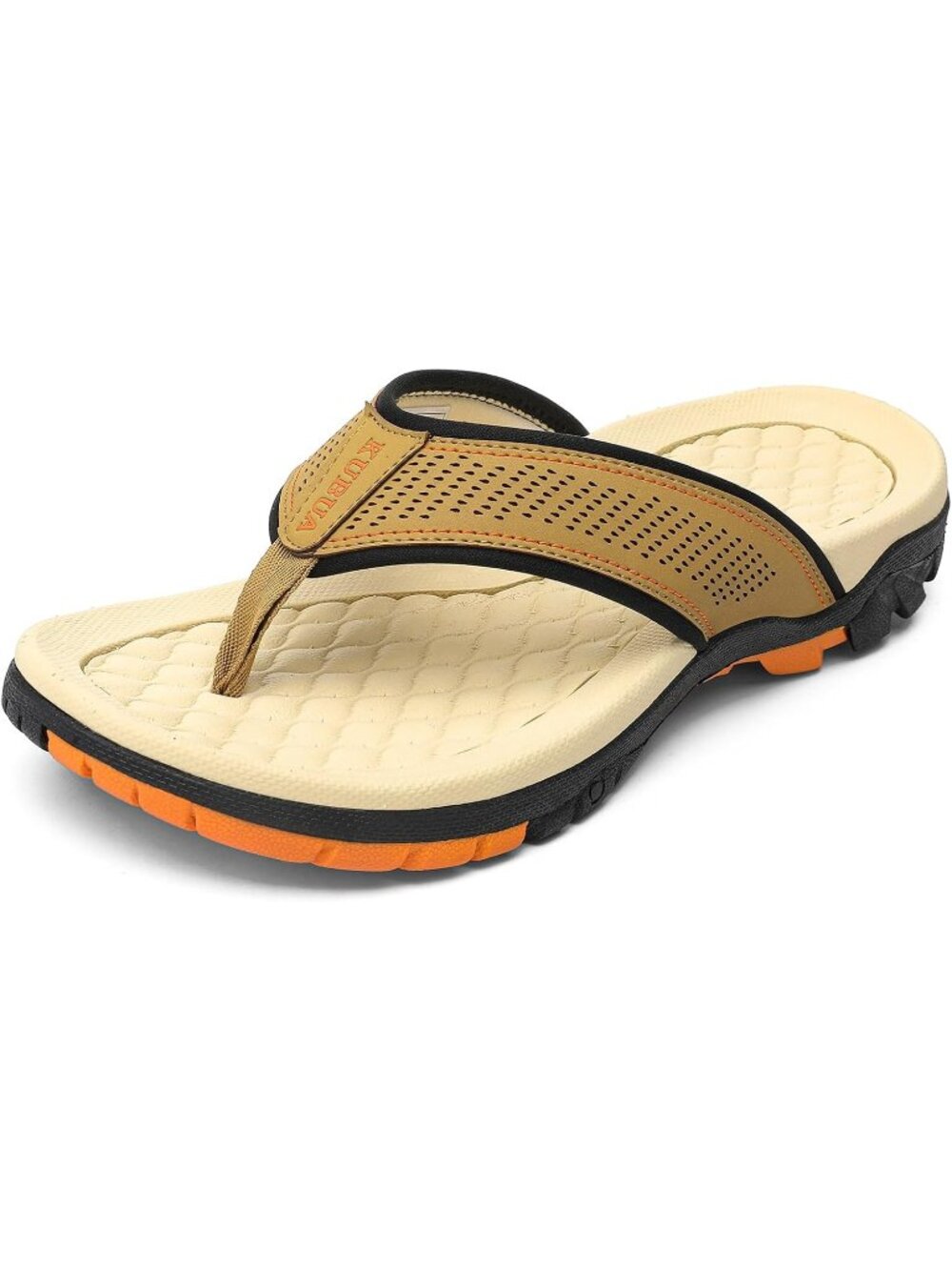 Men's Brown Orange Beach Flip-Flops Water Sandals Outdoor Athletic Thong